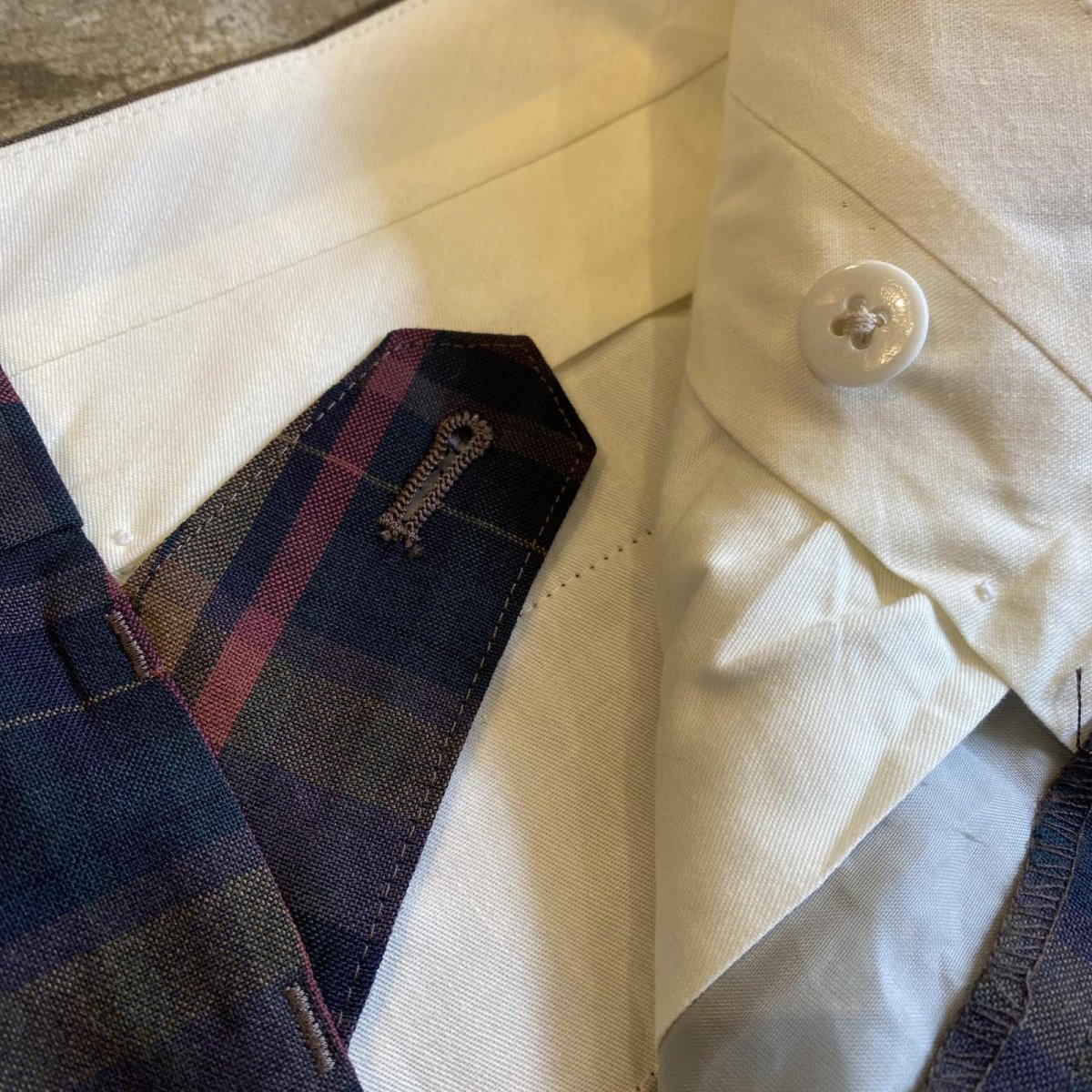 画像8: COLOR CHECK PATTERN TUCK SLACKS PANTS / W28 (8)