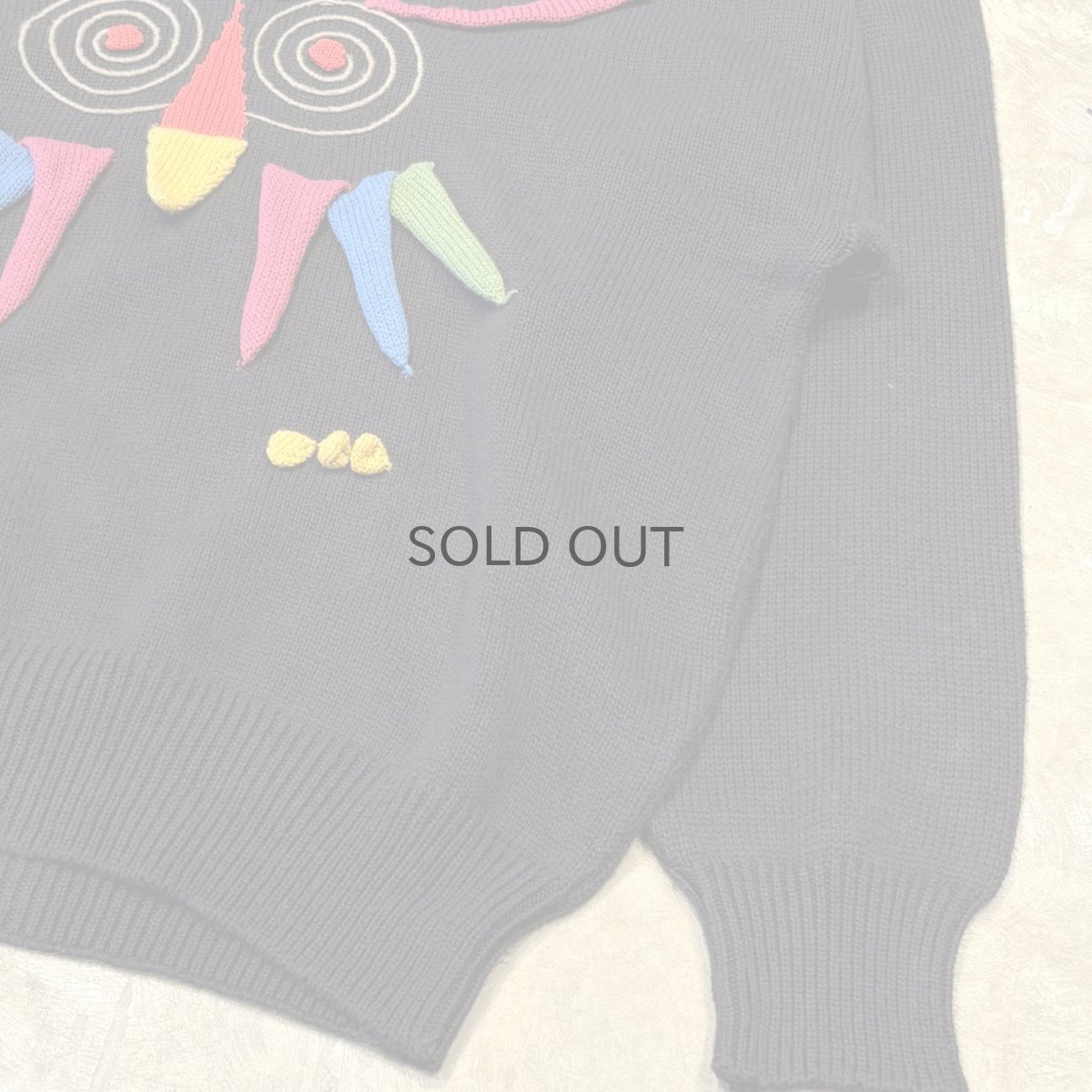 画像6: OWL MOTIF 3D COTTON KNIT SWEATER / Mens L / MADE IN ITALY (6)