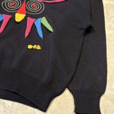 画像6: OWL MOTIF 3D COTTON KNIT SWEATER / Mens L / MADE IN ITALY (6)