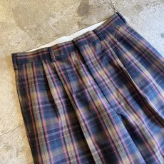 画像3: COLOR CHECK PATTERN TUCK SLACKS PANTS / W28 (3)