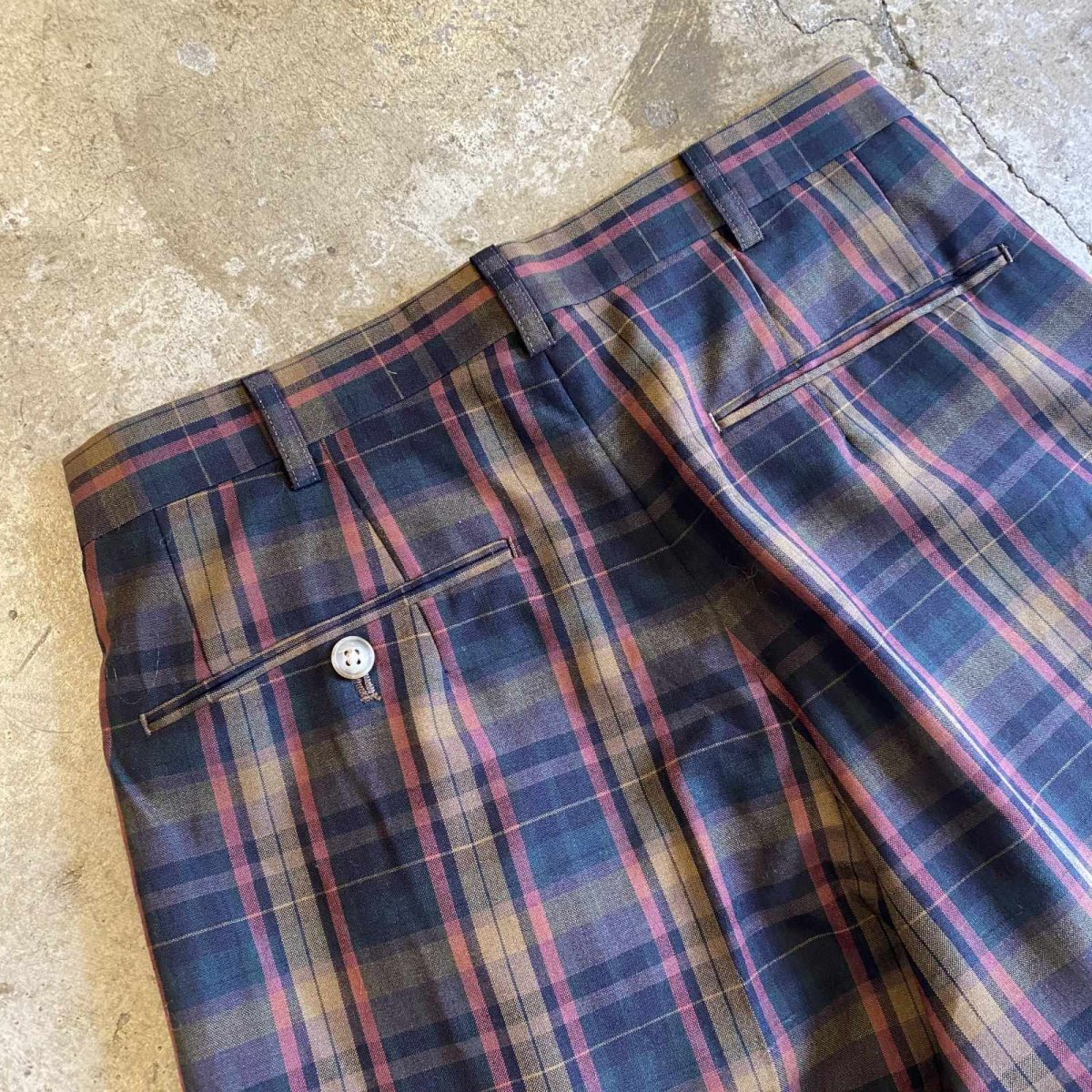 画像9: COLOR CHECK PATTERN TUCK SLACKS PANTS / W28 (9)