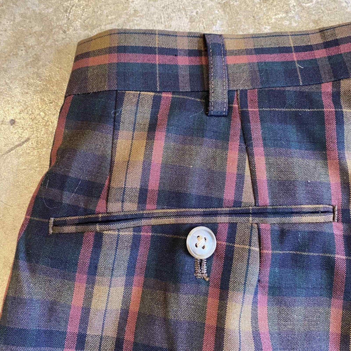 画像10: COLOR CHECK PATTERN TUCK SLACKS PANTS / W28 (10)