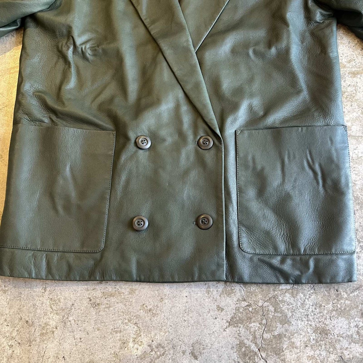 画像6: GREEN COLOR DOUBLE DESIGN LEATHER JACKET / Ladies M(42) (6)