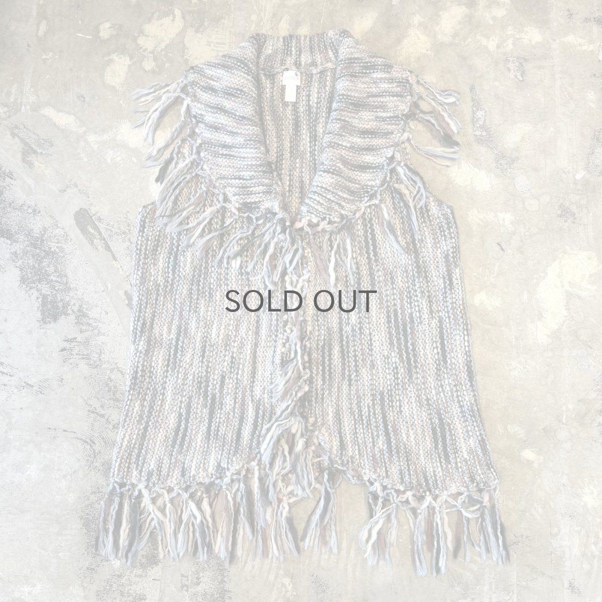 画像1: COLOR MIX FRINGES KNIT VEST / Mens L (1)
