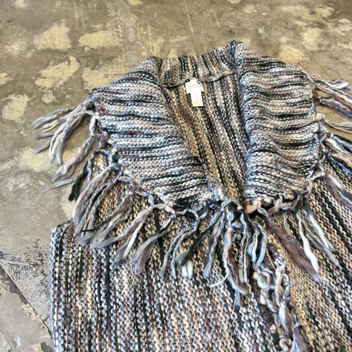 画像3: COLOR MIX FRINGES KNIT VEST / Mens L (3)