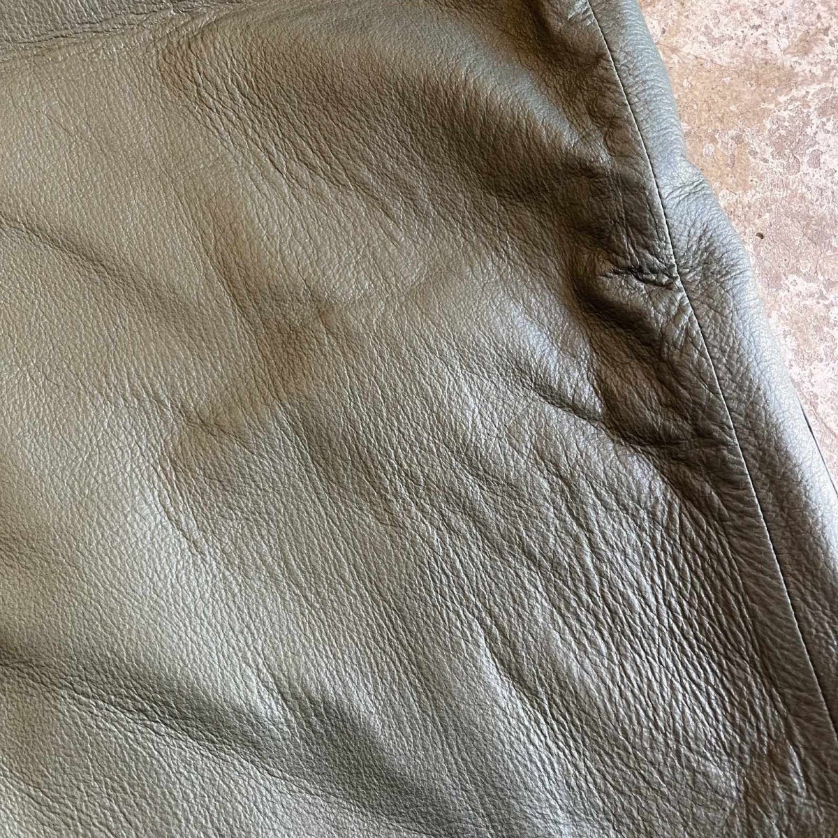 画像14: GREEN COLOR DOUBLE DESIGN LEATHER JACKET / Ladies M(42) (14)