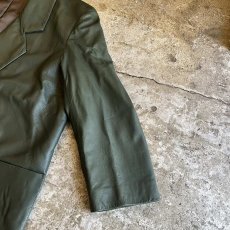 画像9: GREEN COLOR DOUBLE DESIGN LEATHER JACKET / Ladies M(42) (9)