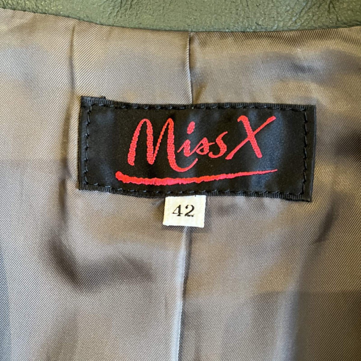 画像11: GREEN COLOR DOUBLE DESIGN LEATHER JACKET / Ladies M(42) (11)