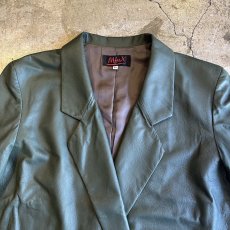 画像5: GREEN COLOR DOUBLE DESIGN LEATHER JACKET / Ladies M(42) (5)