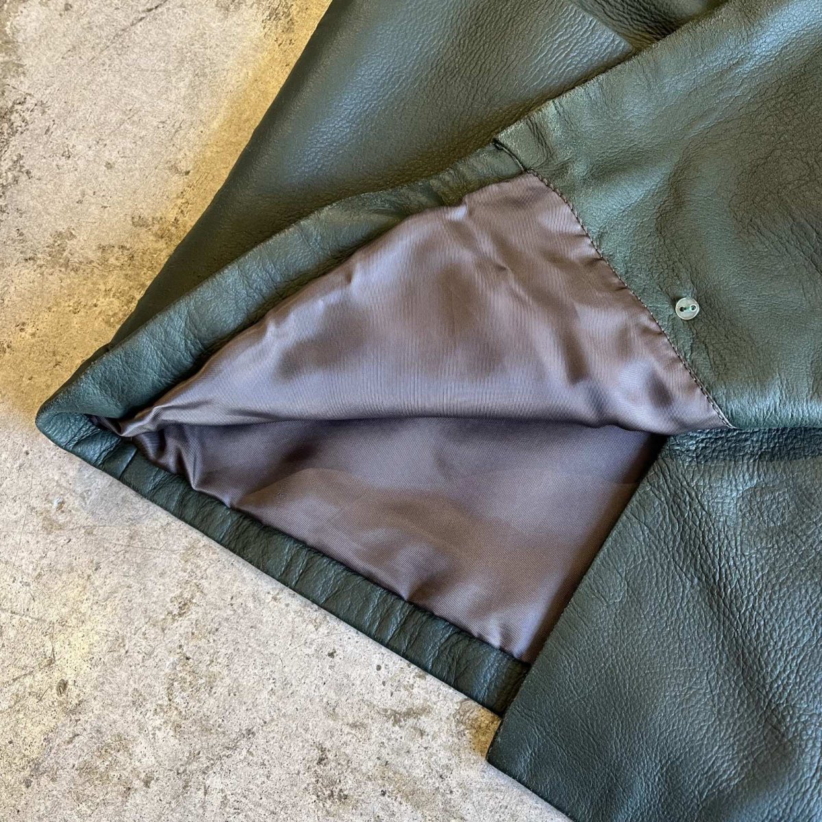 画像7: GREEN COLOR DOUBLE DESIGN LEATHER JACKET / Ladies M(42) (7)