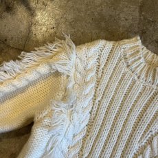 画像9: FRINGE DESIGN SIMPLE CABLE STITCH KNIT SWEATER / Ladies M  (9)