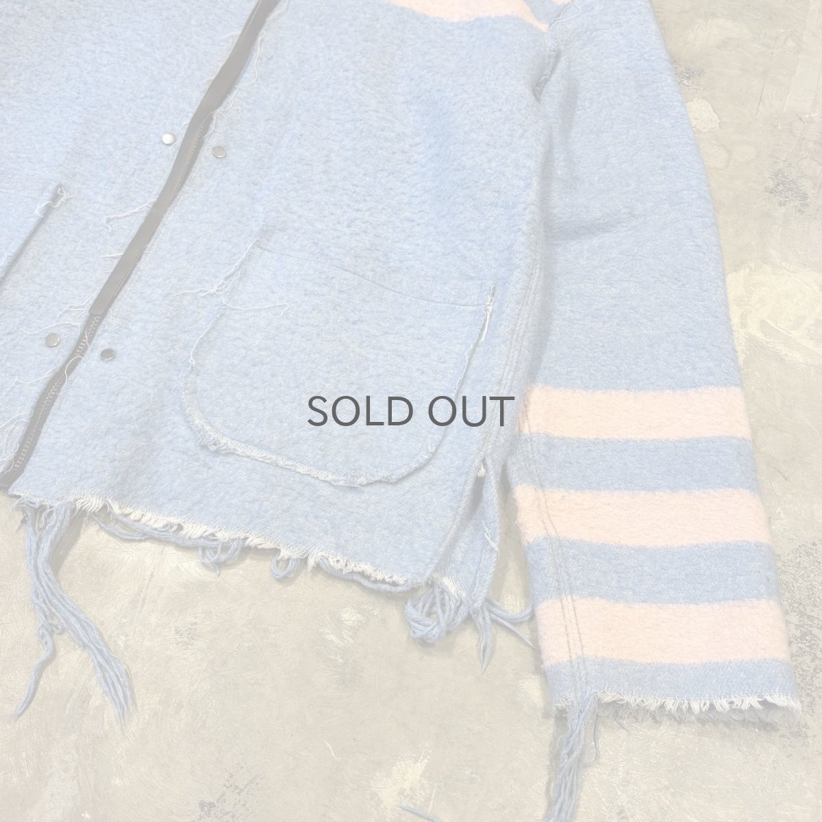 画像6: BICOLOR BORDER ZIP UP FRINGE CARDIGAN / Mens L (6)