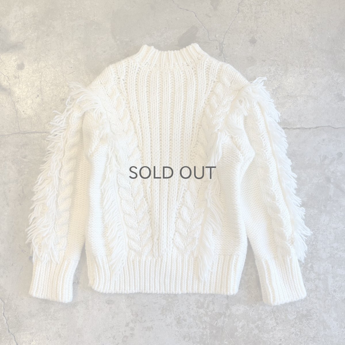 画像2: FRINGE DESIGN SIMPLE CABLE STITCH KNIT SWEATER / Ladies M  (2)