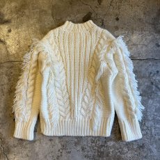 画像2: FRINGE DESIGN SIMPLE CABLE STITCH KNIT SWEATER / Ladies M  (2)