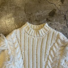画像8: FRINGE DESIGN SIMPLE CABLE STITCH KNIT SWEATER / Ladies M  (8)