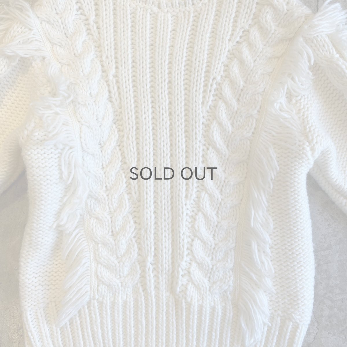 画像7: FRINGE DESIGN SIMPLE CABLE STITCH KNIT SWEATER / Ladies M  (7)