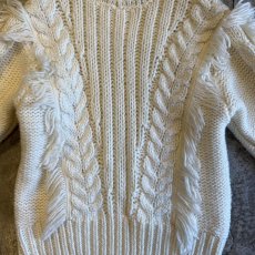 画像7: FRINGE DESIGN SIMPLE CABLE STITCH KNIT SWEATER / Ladies M  (7)