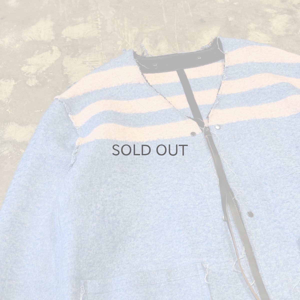 画像3: BICOLOR BORDER ZIP UP FRINGE CARDIGAN / Mens L (3)