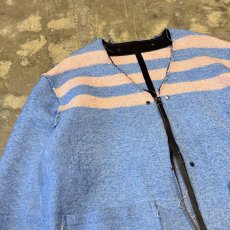 画像3: BICOLOR BORDER ZIP UP FRINGE CARDIGAN / Mens L (3)