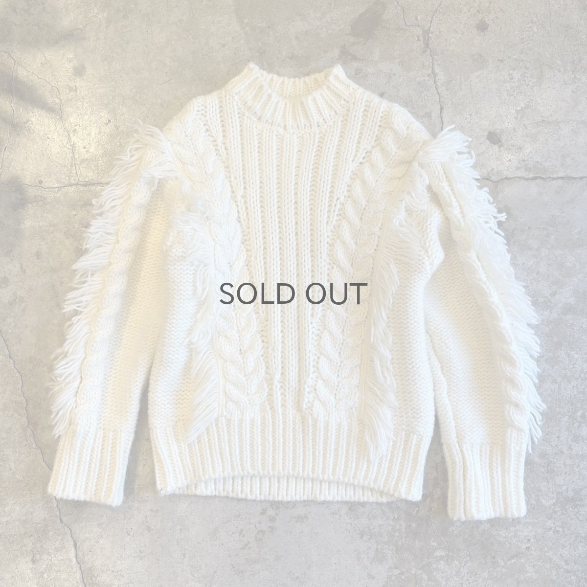 画像1: FRINGE DESIGN SIMPLE CABLE STITCH KNIT SWEATER / Ladies M  (1)