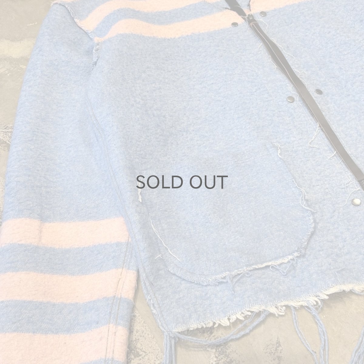 画像5: BICOLOR BORDER ZIP UP FRINGE CARDIGAN / Mens L (5)