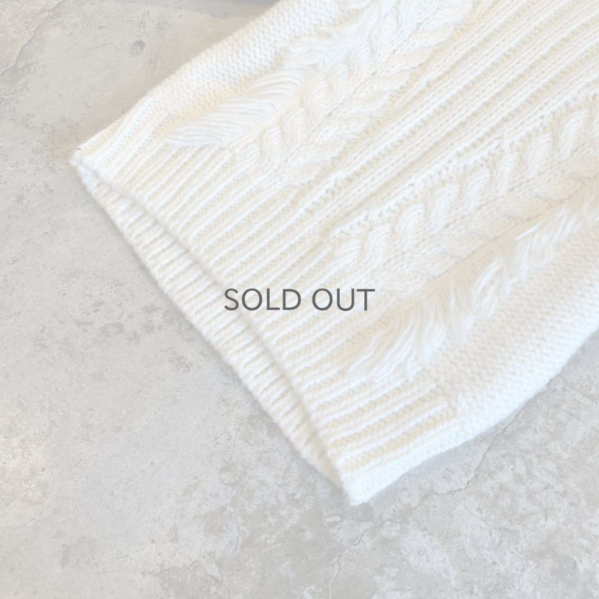 画像4: FRINGE DESIGN SIMPLE CABLE STITCH KNIT SWEATER / Ladies M  (4)