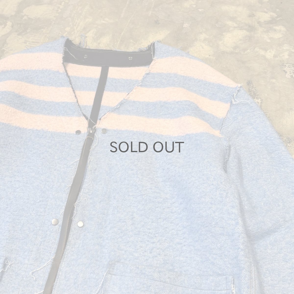 画像4: BICOLOR BORDER ZIP UP FRINGE CARDIGAN / Mens L (4)