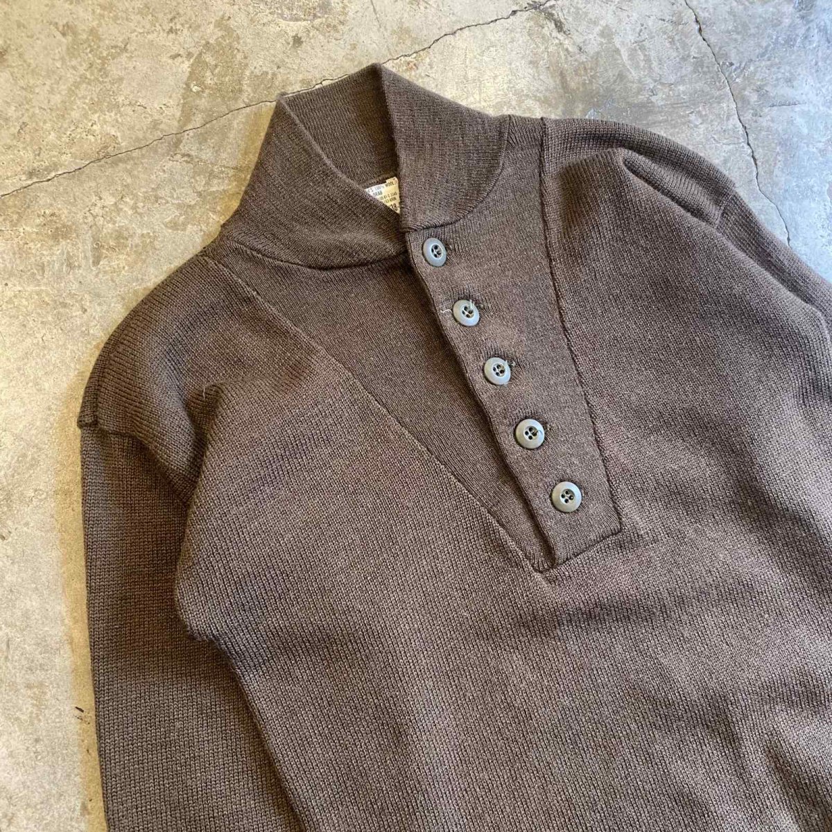 画像3: MILITARY 5 BUTTON HENRY DESIGN KNIT L/S TOPS / Ladies M (3)