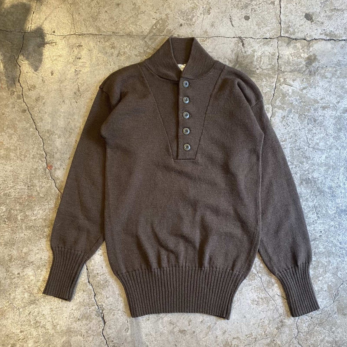 画像1: MILITARY 5 BUTTON HENRY DESIGN KNIT L/S TOPS / Ladies M (1)