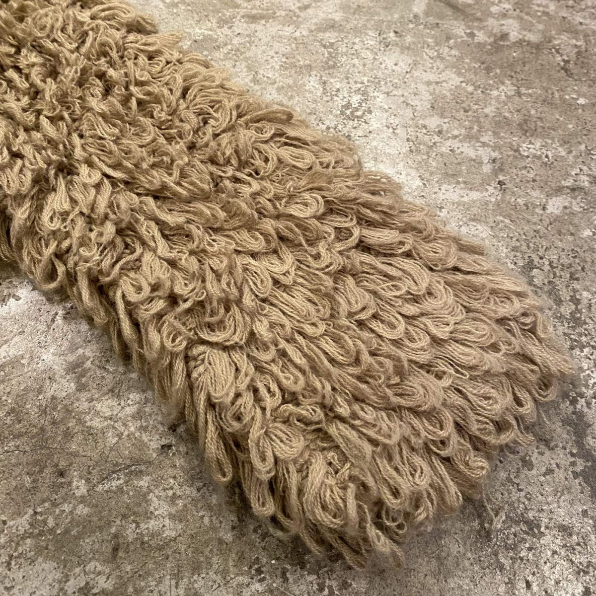 画像10: BEIGE COLOR LOOP FRINGE DESIGN KNIT CARDIGAN / Ladies L (10)