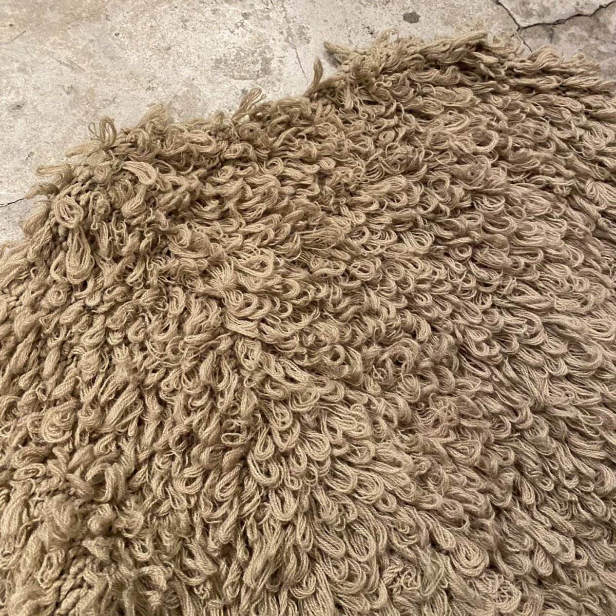 画像11: BEIGE COLOR LOOP FRINGE DESIGN KNIT CARDIGAN / Ladies L (11)