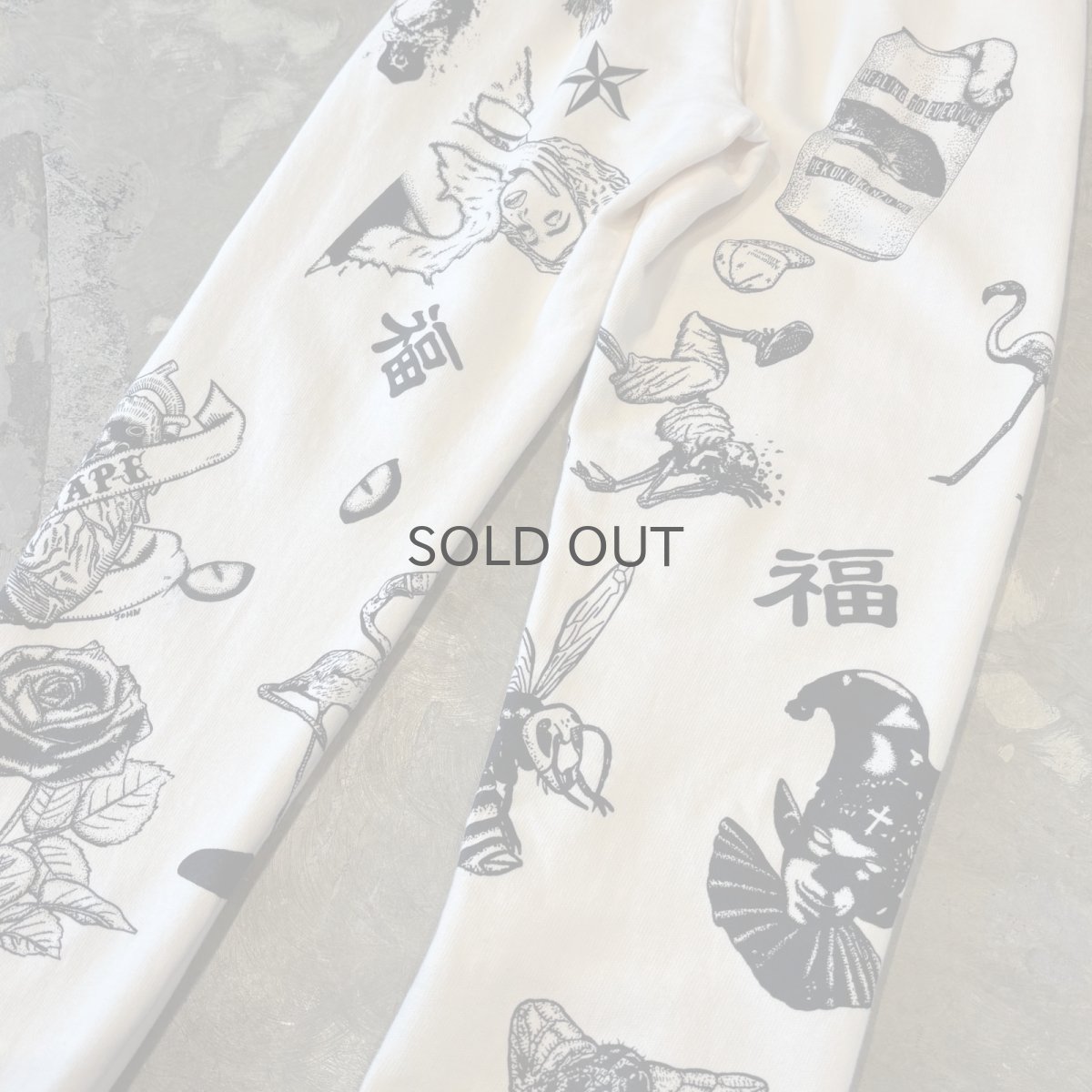 画像10: 【JESUS AND JOHN】MULTI ART HANDPRINTED SWEAT PANTS / OS (10)