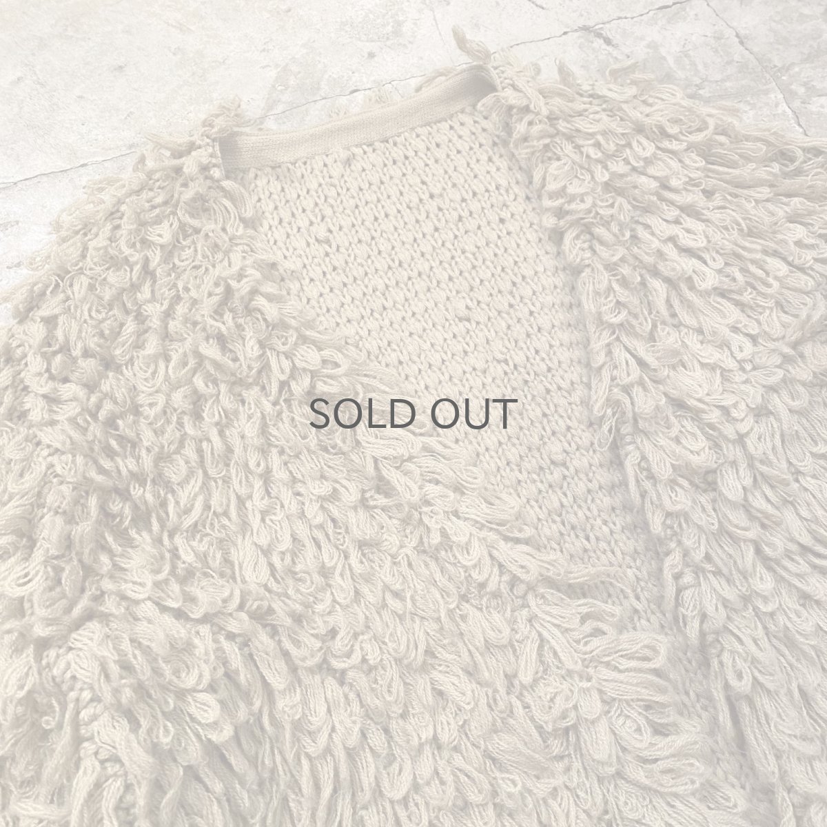 画像3: BEIGE COLOR LOOP FRINGE DESIGN KNIT CARDIGAN / Ladies L (3)