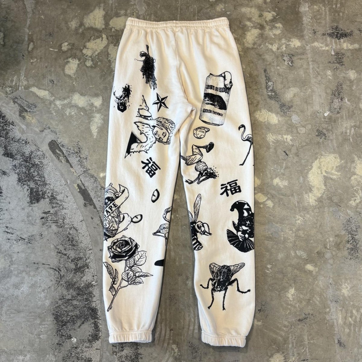画像2: 【JESUS AND JOHN】MULTI ART HANDPRINTED SWEAT PANTS / OS (2)