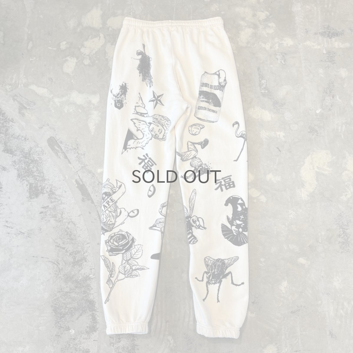画像2: 【JESUS AND JOHN】MULTI ART HANDPRINTED SWEAT PANTS / OS (2)