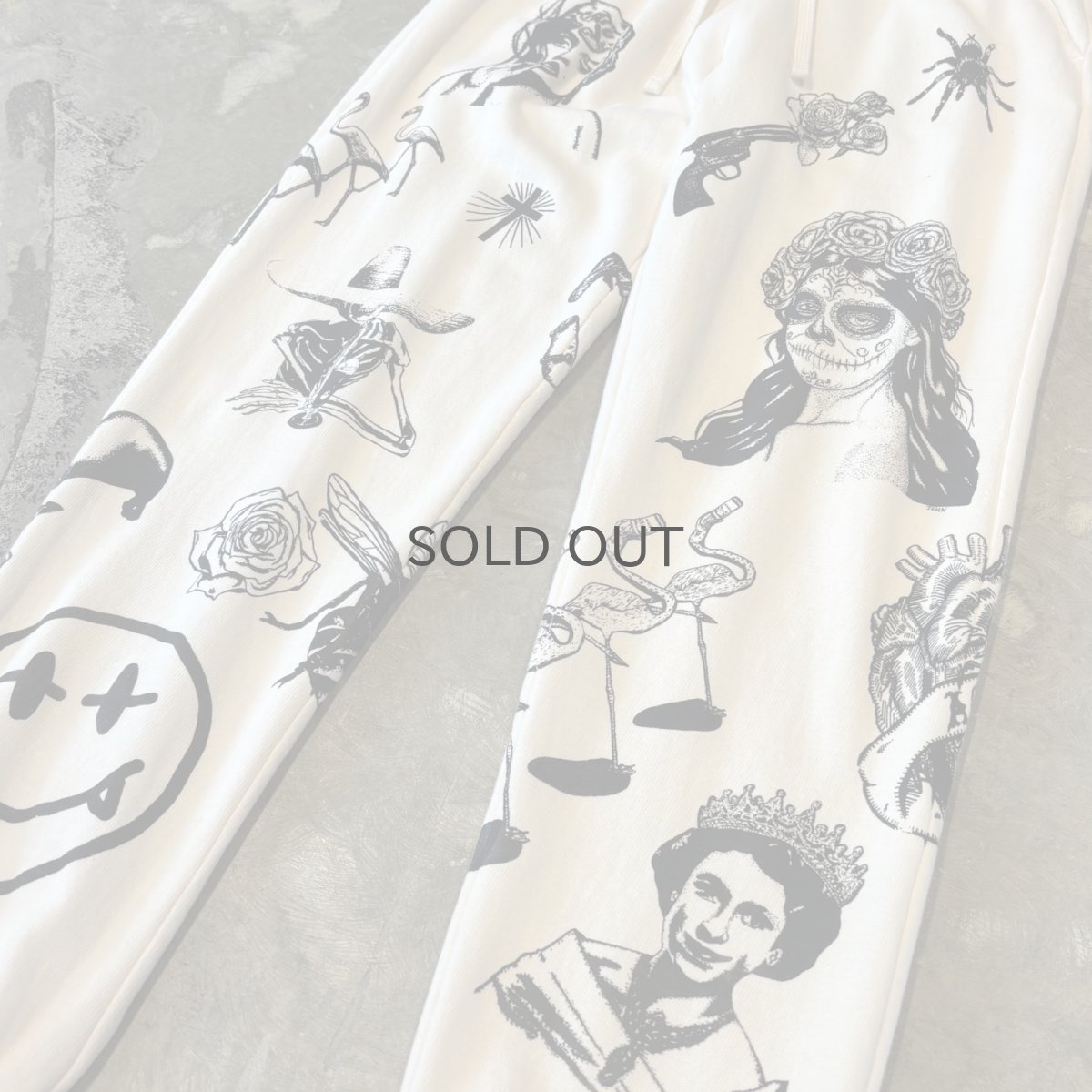 画像6: 【JESUS AND JOHN】MULTI ART HANDPRINTED SWEAT PANTS / OS (6)