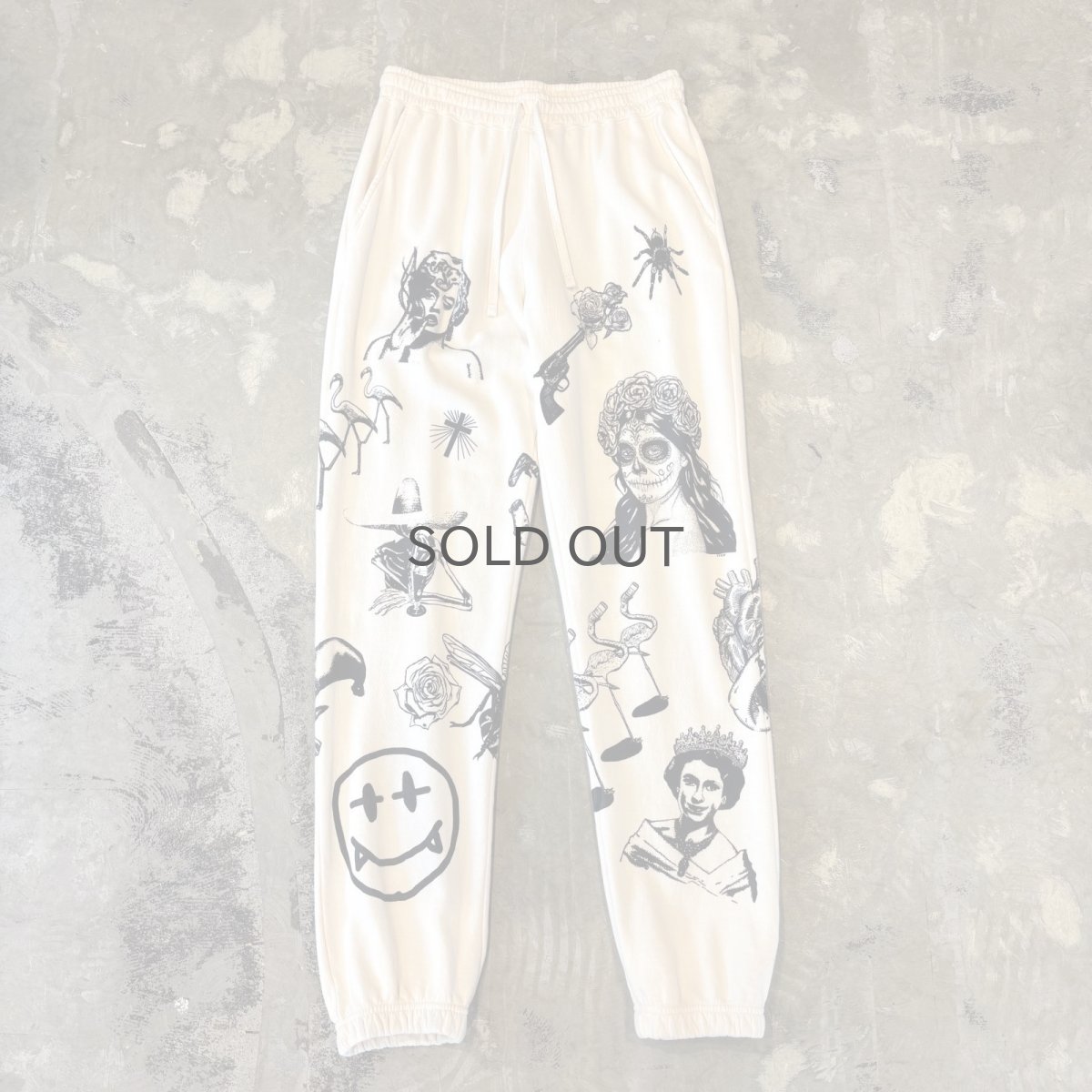 画像1: 【JESUS AND JOHN】MULTI ART HANDPRINTED SWEAT PANTS / OS (1)