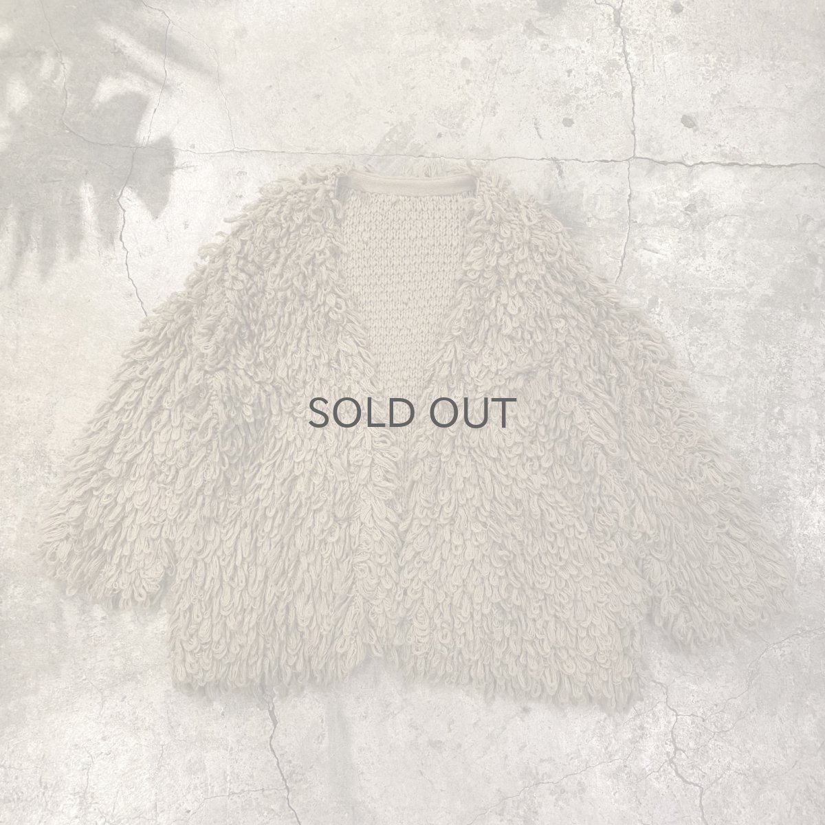 画像1: BEIGE COLOR LOOP FRINGE DESIGN KNIT CARDIGAN / Ladies L (1)