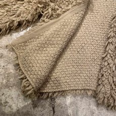 画像7: BEIGE COLOR LOOP FRINGE DESIGN KNIT CARDIGAN / Ladies L (7)