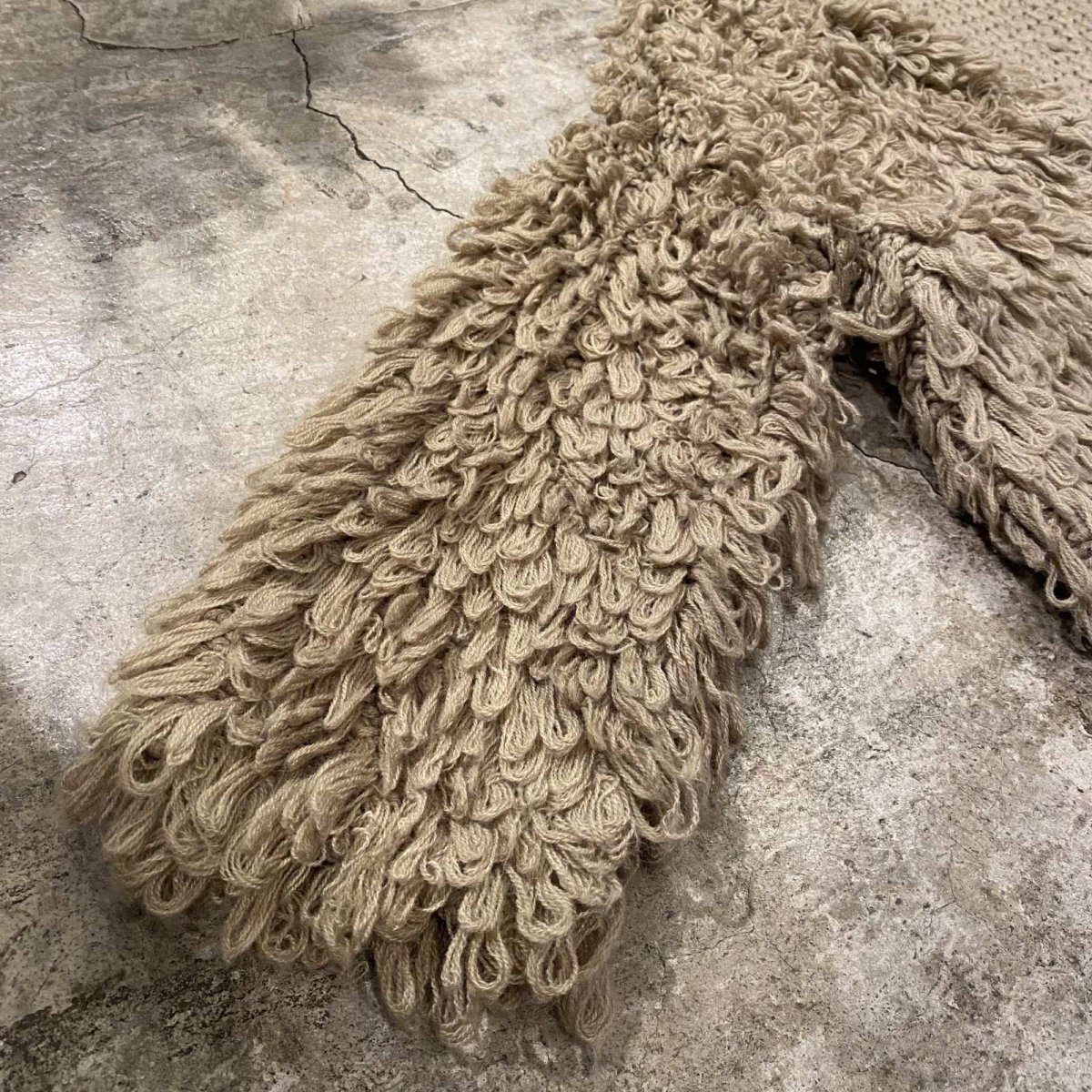 画像5: BEIGE COLOR LOOP FRINGE DESIGN KNIT CARDIGAN / Ladies L (5)