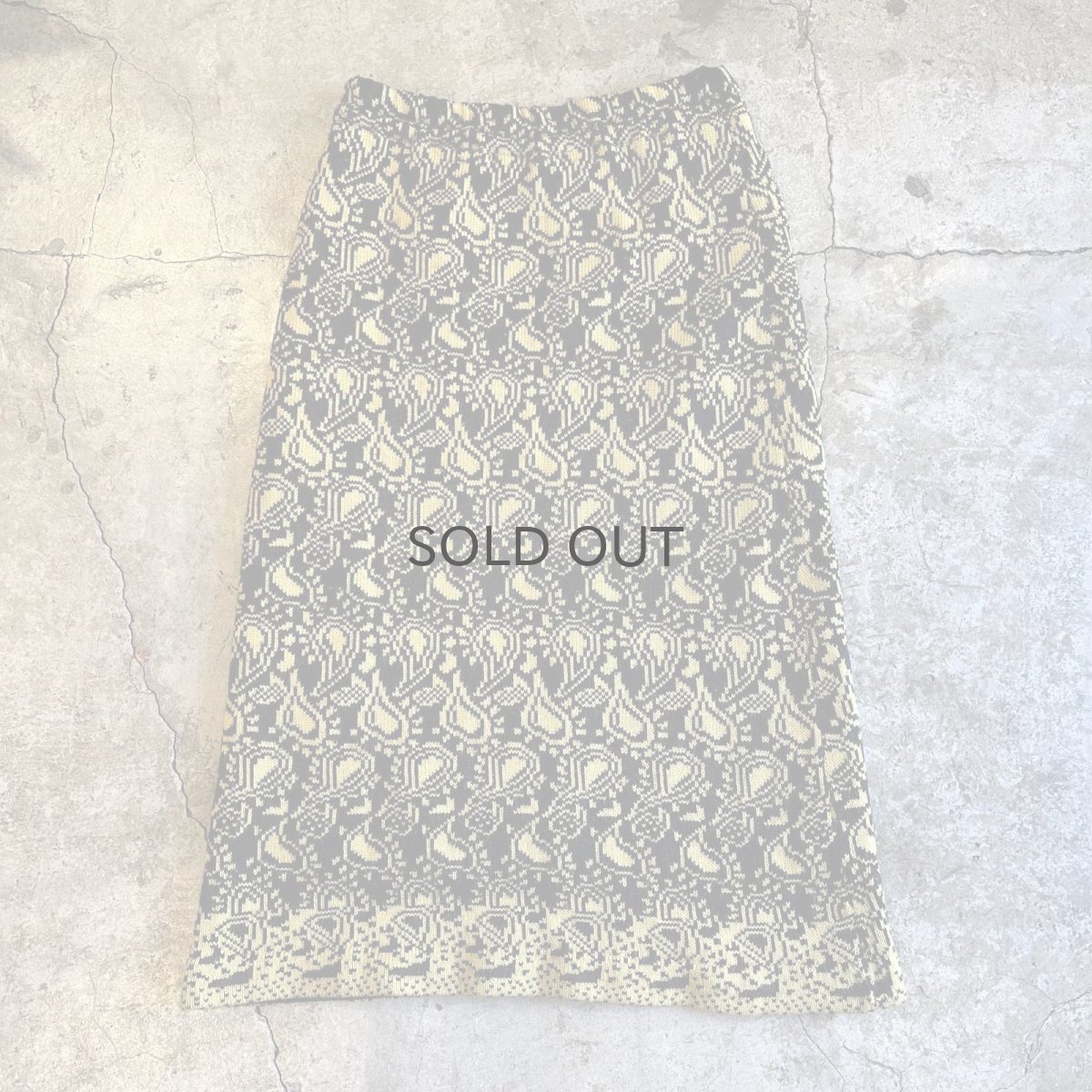 画像1: ALL OVER PAISLEY PATTERN DESIGN KNIT LONG SKIRT / W29~W36 (1)
