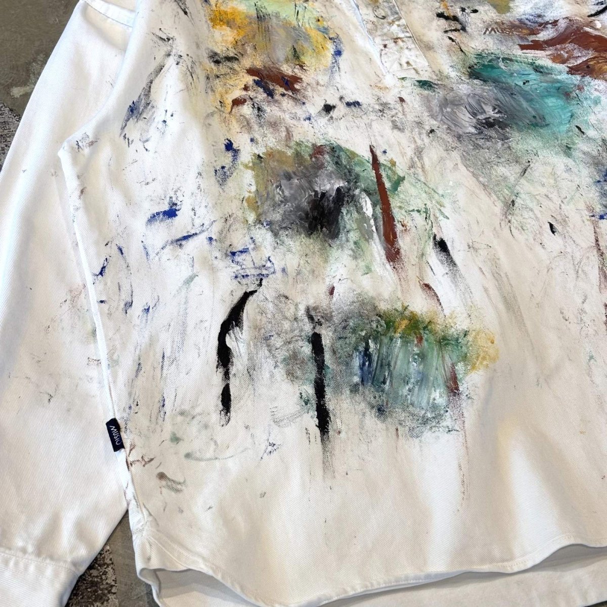 画像5: ARTISTIC PAINTED HALF BUTTON PULLOVER L/S SHIRT / Mens XXL (5)