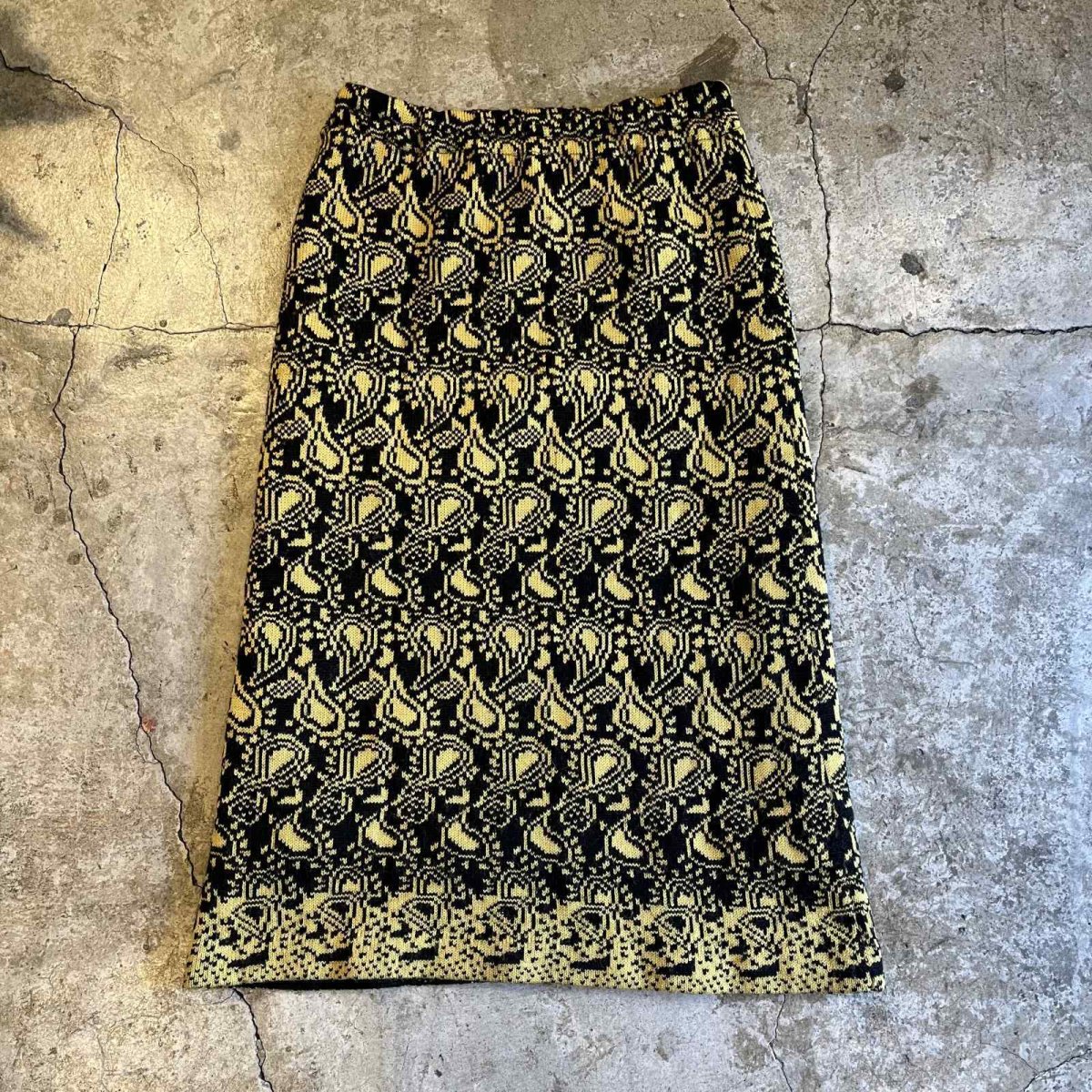 画像2: ALL OVER PAISLEY PATTERN DESIGN KNIT LONG SKIRT / W29~W36 (2)