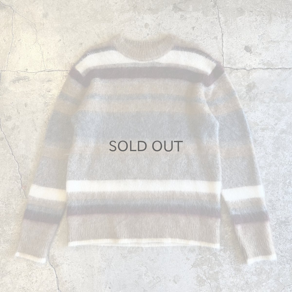 画像1: MULTI BORDER COLOR PATTERN MOHAIR KNIT SWEATER / Ladies M (1)