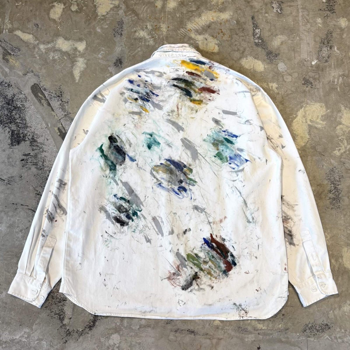 画像2: ARTISTIC PAINTED HALF BUTTON PULLOVER L/S SHIRT / Mens XXL (2)