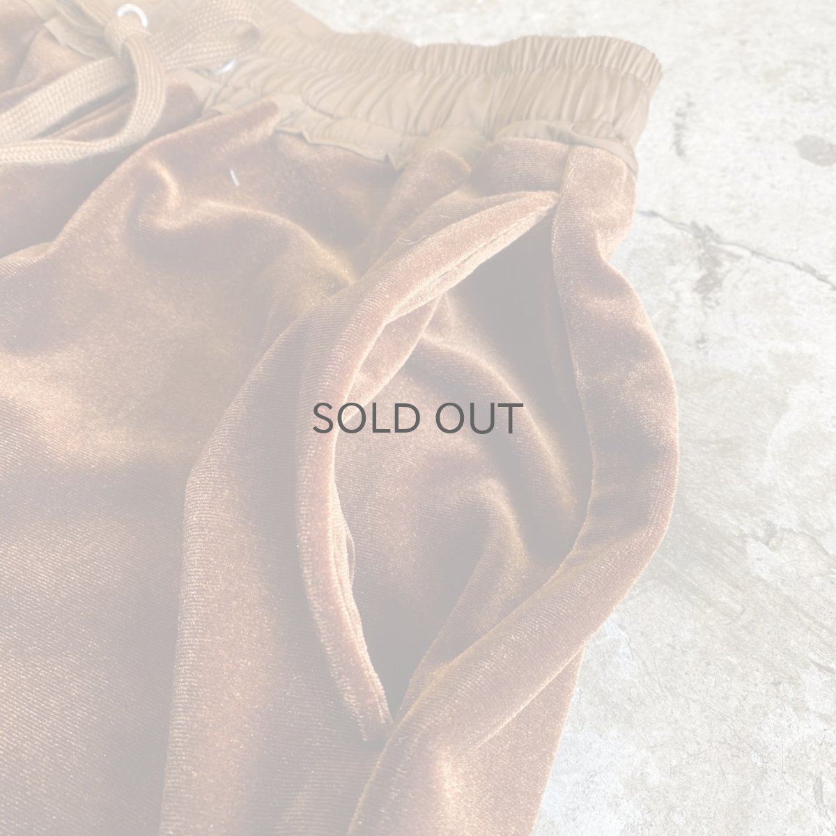 画像8: WAIST RIBBON DESIGN BROWN COLOR VELVET PANTS / ~W35 (8)