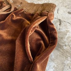 画像8: WAIST RIBBON DESIGN BROWN COLOR VELVET PANTS / ~W35 (8)