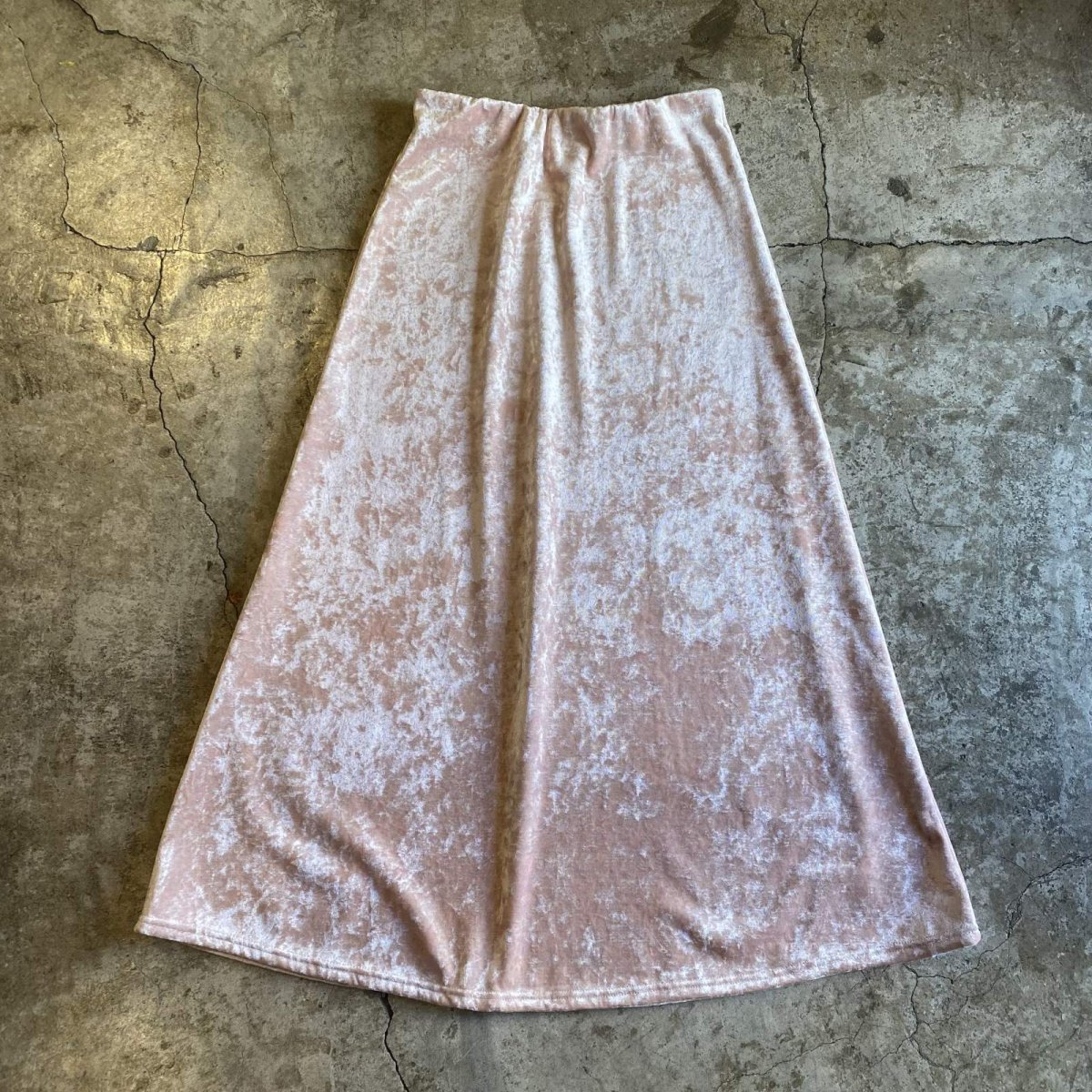画像1: PINK COLOR VELVET LONG SKIRT / W27~W35 (1)