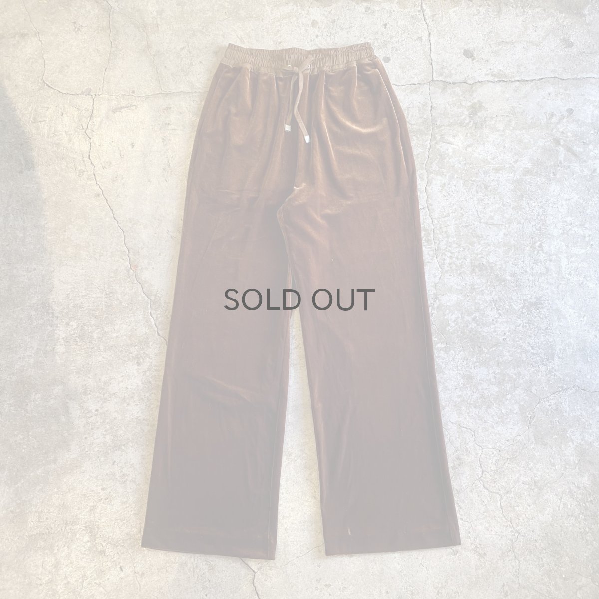 画像1: WAIST RIBBON DESIGN BROWN COLOR VELVET PANTS / ~W35 (1)