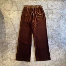 画像1: WAIST RIBBON DESIGN BROWN COLOR VELVET PANTS / ~W35 (1)